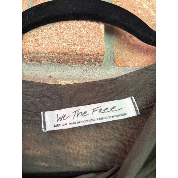 We The Free Olive Sheer Short Sleeve Crewneck T-Shirt Medium Womens Casual Wear - Picture 4 of 10